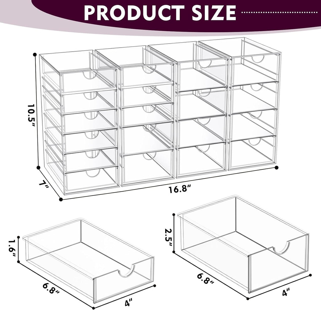 yfxcvsl acrylic makeup organizer with 19 drawers,storage drawer, close-up detail