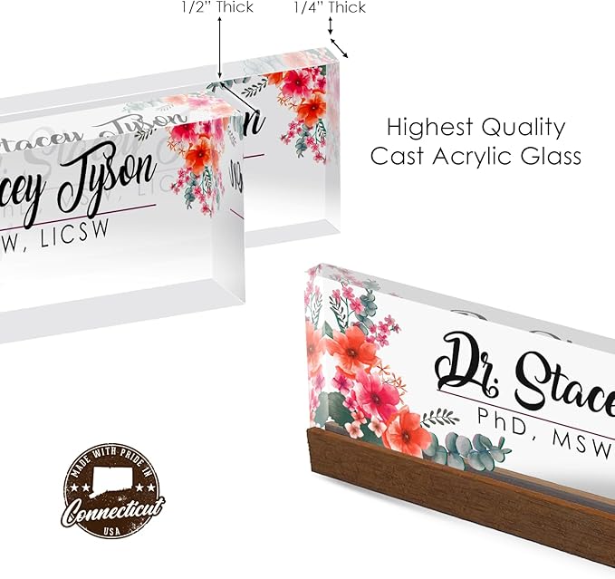 Artblox Personalized Office Desk Name Plate and Business Card Holder | Clear - Image 8
