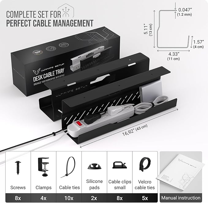 Under Desk Cable Management Tray no Drill – Wire Management - Image 6