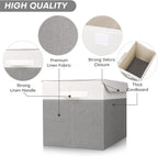 Bagnizer Large 22 Quart Linen Fabric Foldable Storage Bin Cube Organizer Basket - Image 5