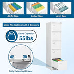 PEUKC 5-Drawer File Cabinet, 16.3" Deep Vertical Metal Filing Cabinet - Image 4
