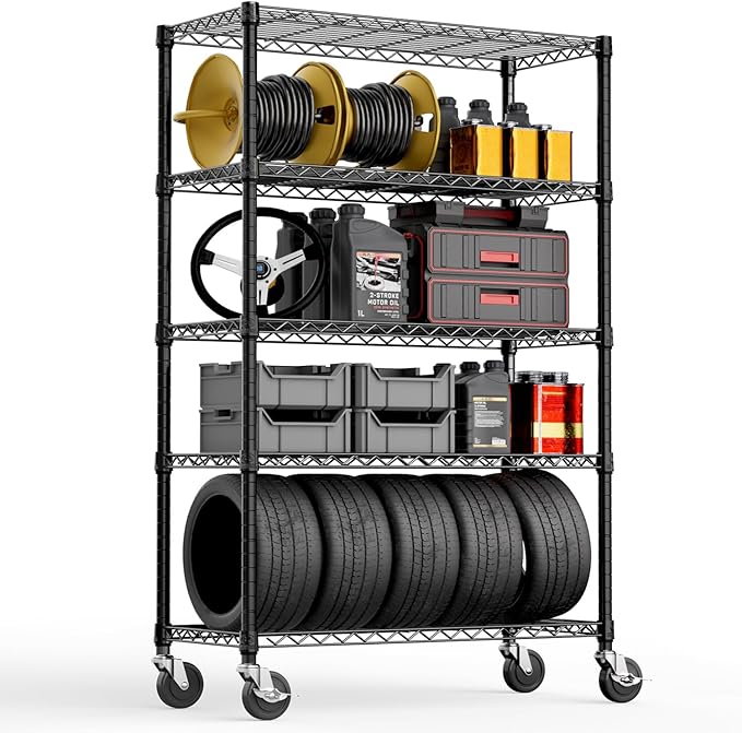 M MZG 5-Shelf Storage Shelves, Wire Shelving Heavy Duty Metal Storage Shelving by MEIGAOPLASTICANDMETALHKCOLIMITED