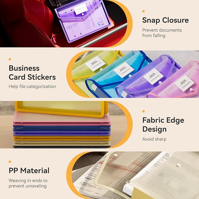 ABC life 6 Pack Plastic Expanding File Folder, Transparent Envelopes - Image 4