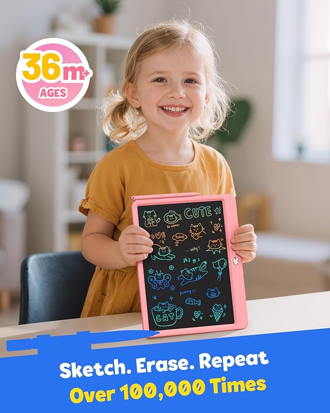 TEKFUN LCD Writing Tablet for Kids Girls Toys, 12 Inch Erasable Drawing Tablet - Image 2
