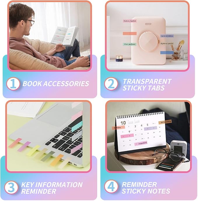 Book Tabs for Annotating, Sticky Tabs Transparent Small Sticky Notes Flags - Image 7