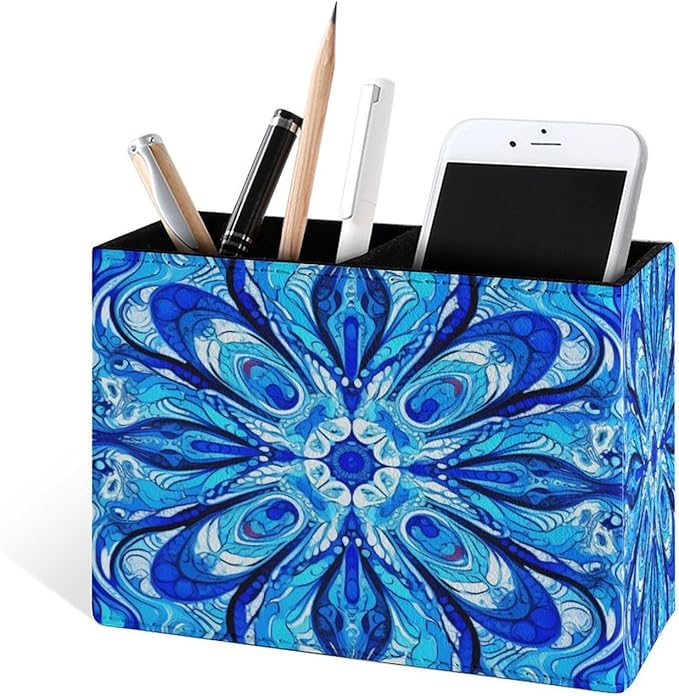Famame Blue White Abstract Design Pencil Holder - Image 2