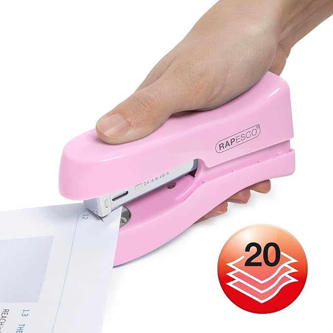 Rapesco 1378 Stand Up/Space-Saving Stapler, 20 Sheet Capacity, Candy Pink - Image 2