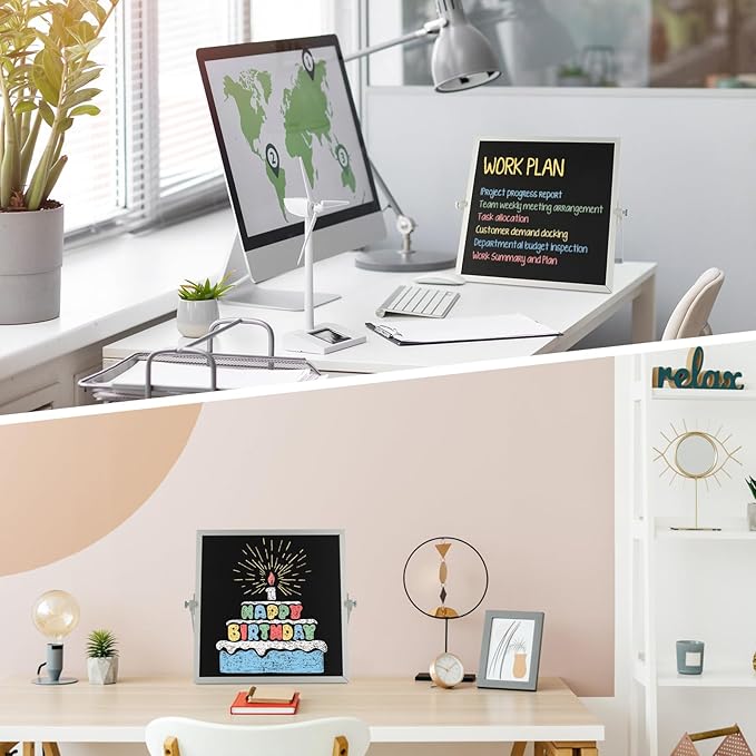 Small Magnetic Chalk Board 10"X10", Desktop Standing/Wall Hanging Chalkboard - Image 5