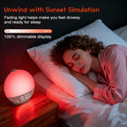 sunrise alarm clock white noise machine, sunset simulation showing dimensions