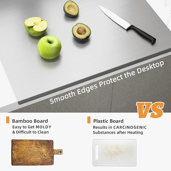 KORVOS 304 Stainless Steel Cutting Board, 23.6" x 19.6" Large Size Stainless - Image 4