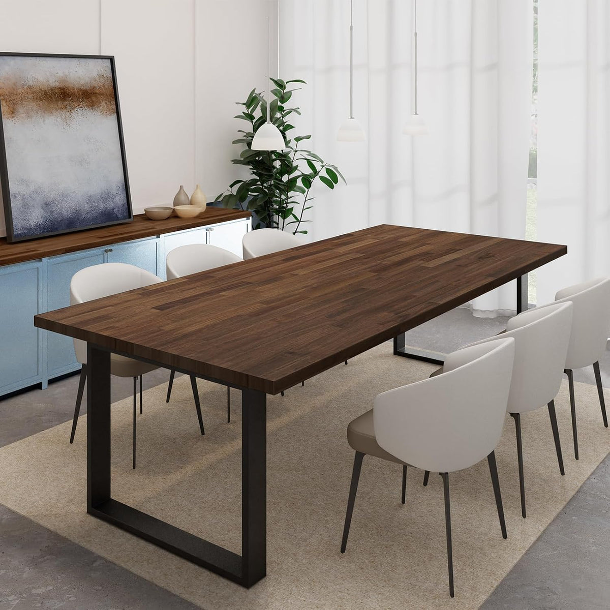 Howizz 55 x 28 in. Solid Wood Table Top, Dark Walnut Stained Acacia Desktop f...