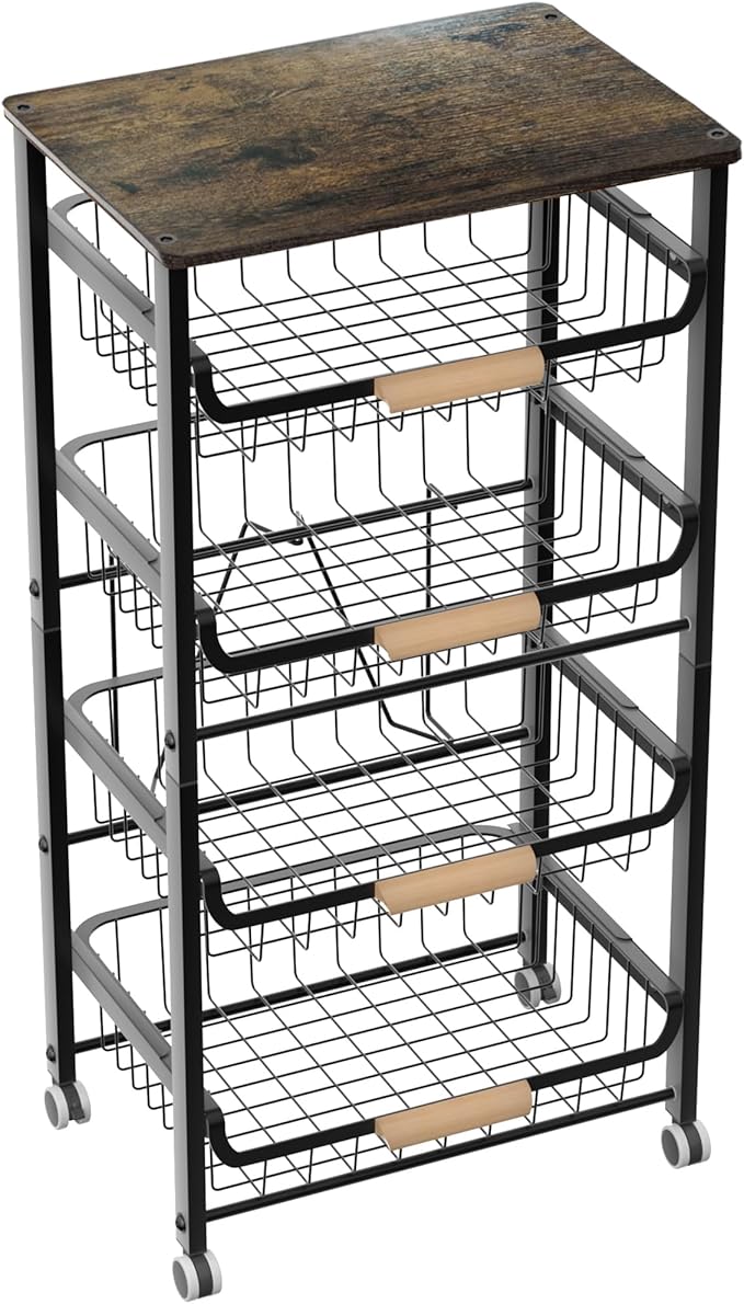 NiuYichee 5-Layer Fruit Basket Kitchen Food Organizer and Rack, Stackable by NiuYichee
