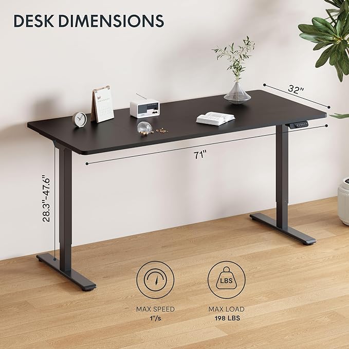 FLEXISPOT 71x32 Inch Large Dual Motor Electric Standing Desk, Home Office Desk - Image 3