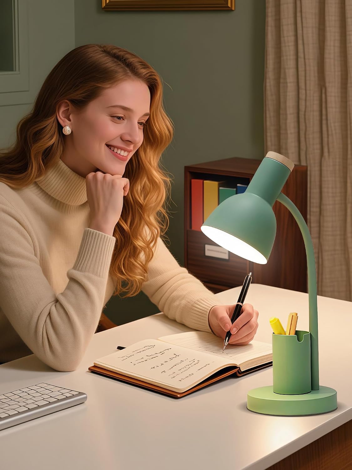 LED Desk Lamp for Home Office, Table Lamp with Pen Holder, 3 Color Modes Read...