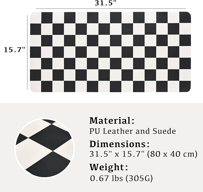 Ohocut Checkered Desk Mat, 31.5" x 15.7" Large Cute Black White Aesthetic Retro - Image 7
