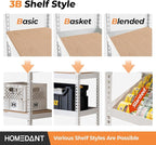 HOMEDANT 35.9" W 5 Tier Heavy Duty Garage Shelving Adjustable Metal Rack - Image 5