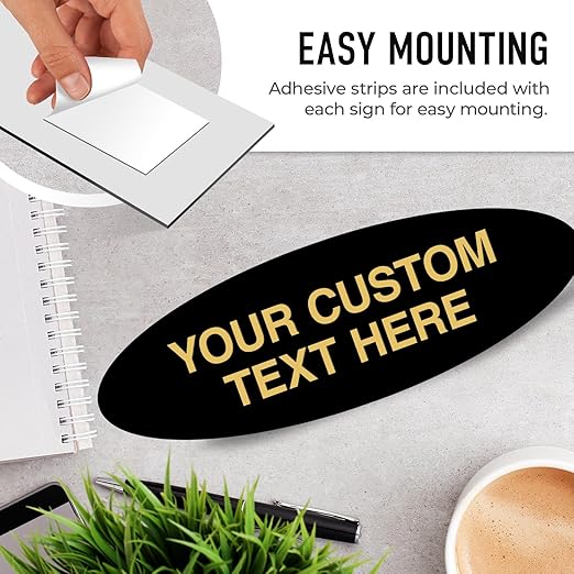 Custom Wall or Door Sign, Personalized Oval Plaque Engraved Message - Image 6