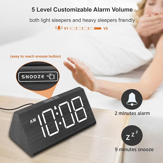 DreamSky Wooden Digital Alarm Clocks - Image 6