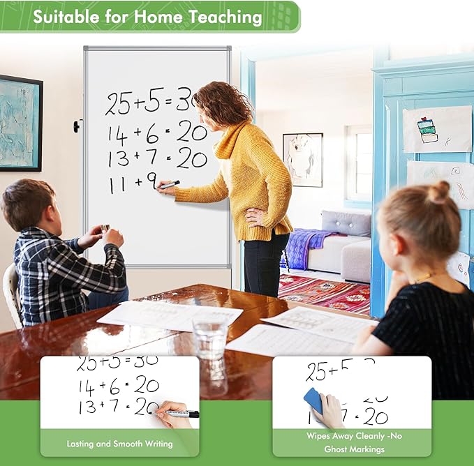 Rolling Whiteboard on Wheels, 32x48 Inches Double-Sided Magnetic Dry Erase Board - Image 4