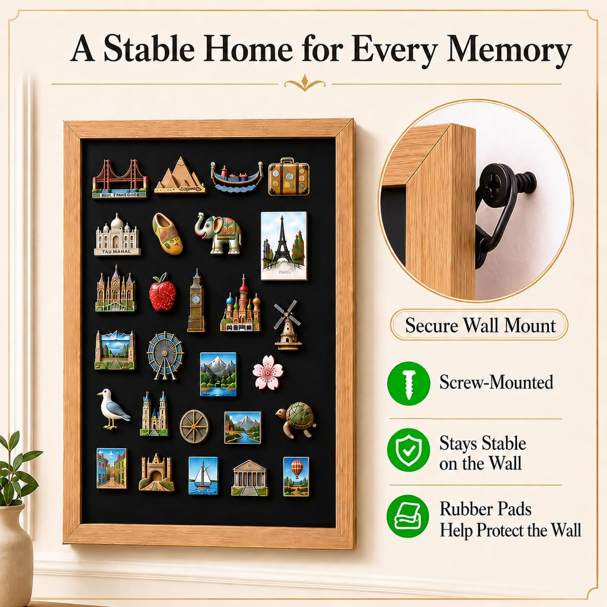 Framed Travel Magnet Board: Turn 30 Magnets Into 1 Memory Wall