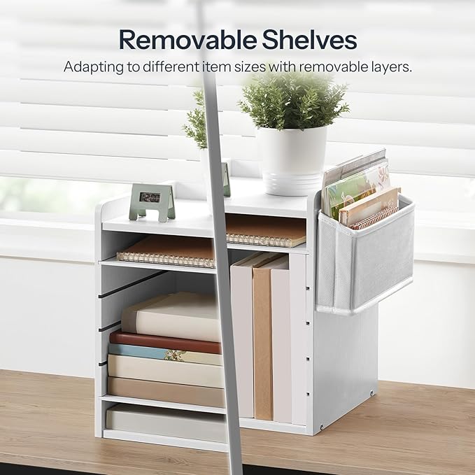 HOOBRO Adjustable Countertop Mail Sorter, 6 Tier Wooden Paper Organizer - Image 4