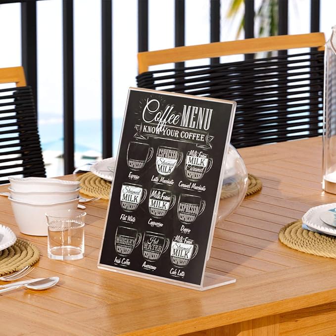 NIUBEE 6Pack Slant Back Acrylic Sign Holder 4x6 inches, Desktop Flyer Holder - Image 5