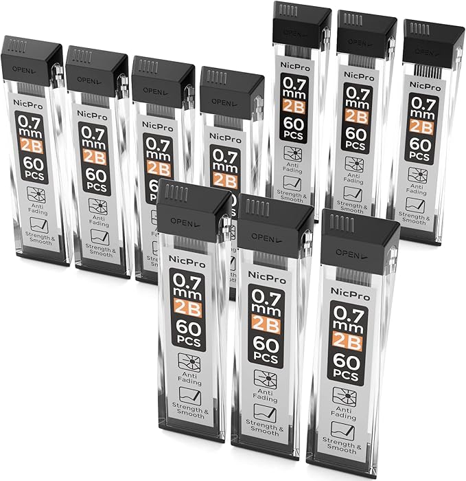 Nicpro 600pcs Mechanical Pencil Refills 0.7 mm, Break Resistant Mechanical by Nicpro