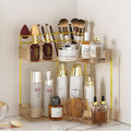 SUNZOS Corner Bathroom Counter Organizer, 2-Tier Countertop Makeup Organizer by SUNZOS