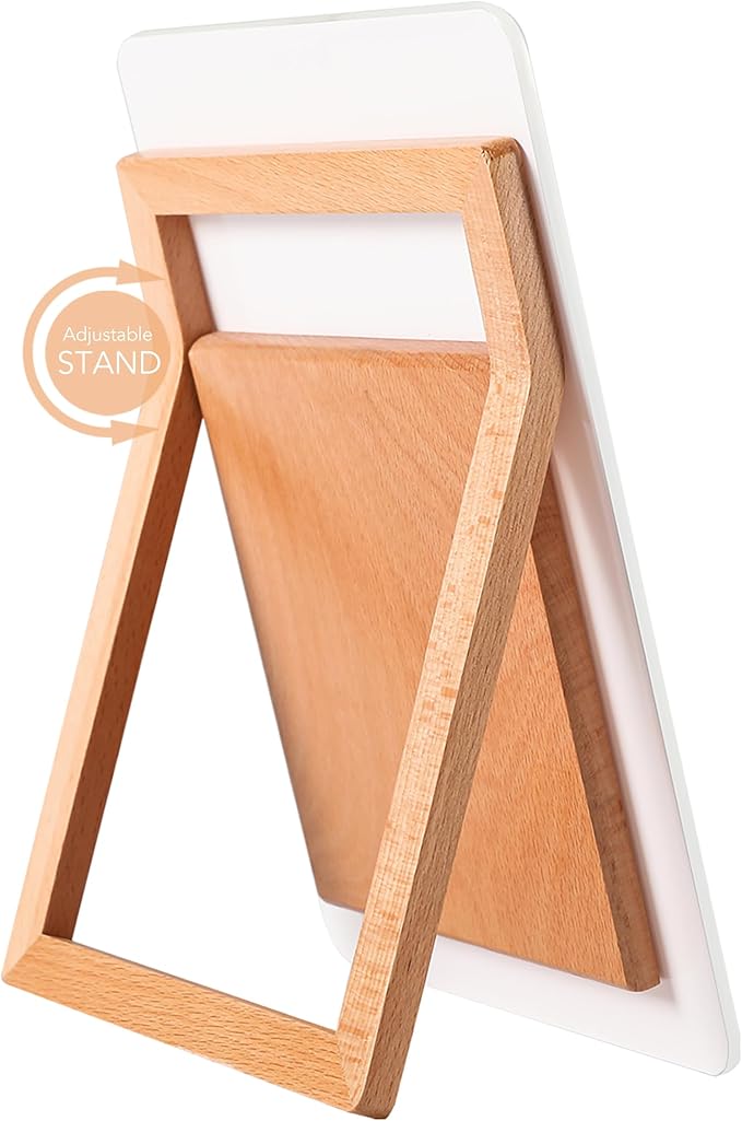 Desktop Glass Whiteboard with Reversible Wood Stand, Small White Board - Image 7