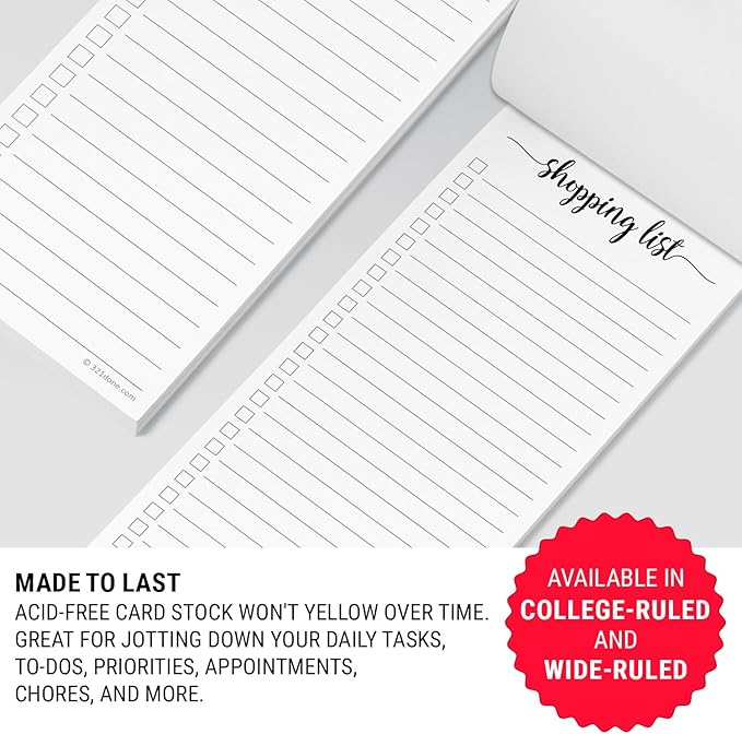 321Done 2-Pack Slim Shopping List Notepad, Made in USA - Image 4