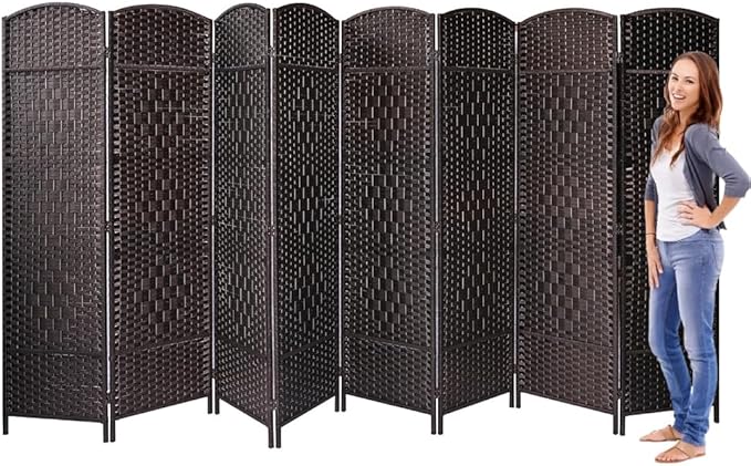 8 Panel Folding Privacy Screen 12ft Wide, 6ft Tall Partition Room Divider by SereneLife