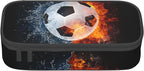 Boys Soccer Pencil Case with Water & Fire Pattern Print, Cool Black Pencil Box - Image 6