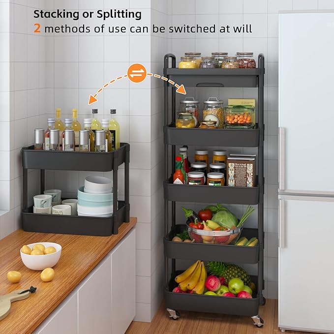 Calmootey 5-Tier Rolling Utility Cart - Image 7