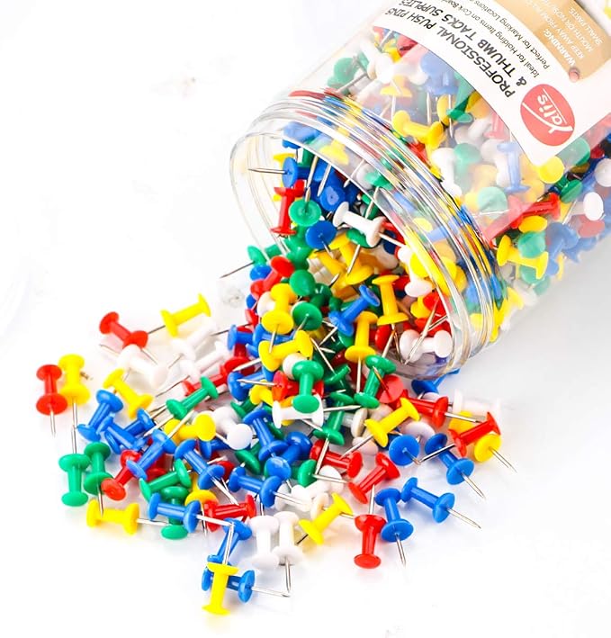 Yalis Push Pins 600 Count, Standard Multicolored Thumb Tacks Steel Point and - Image 2