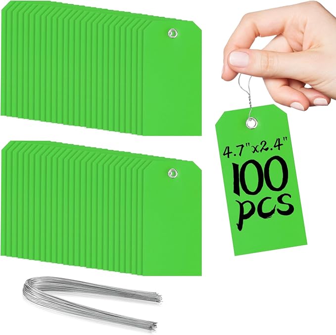 100 Green Tags with Wires by XUWAIDSGN