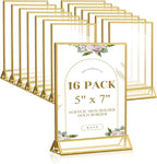 Smarpau Gold Acrylic Sign Holder 5x7, Double-Sided Display Stand by Smarpau