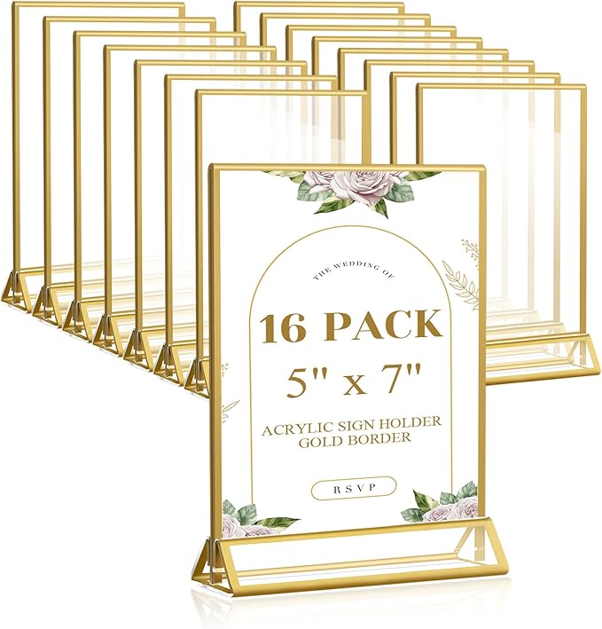 Smarpau Gold Acrylic Sign Holder 5x7, Double-Sided Display Stand by Smarpau