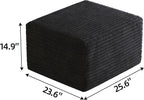 25.6" boneless ottoman for couch, plush corduroy foot shown in use