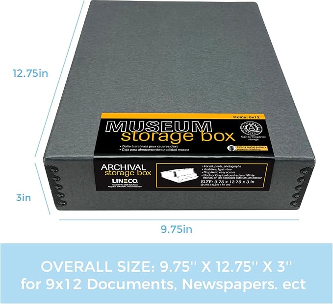Lineco Museum Archival Storage Box, 9.75x12.75x3 in. Drop Front Design. - Image 2