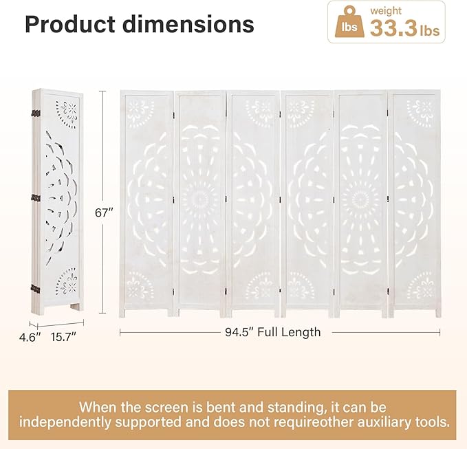 66.9Inch Wooden Room Partition - Image 6