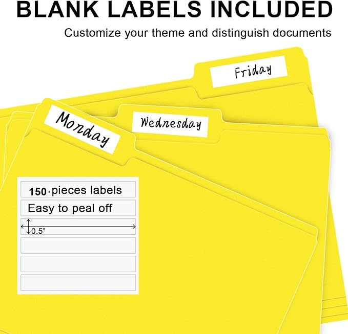 File Folder, RAZCC 150 Pack 1/3 Cut Tab File Folders Letter Size, Folders - Image 4