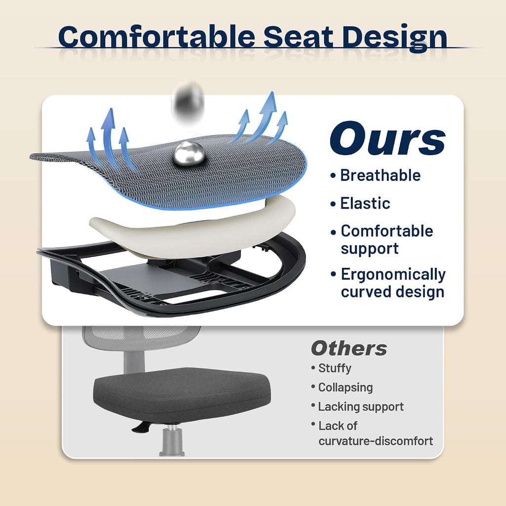 ergonomic office chair, mesh computer desk chairs with, front angle view