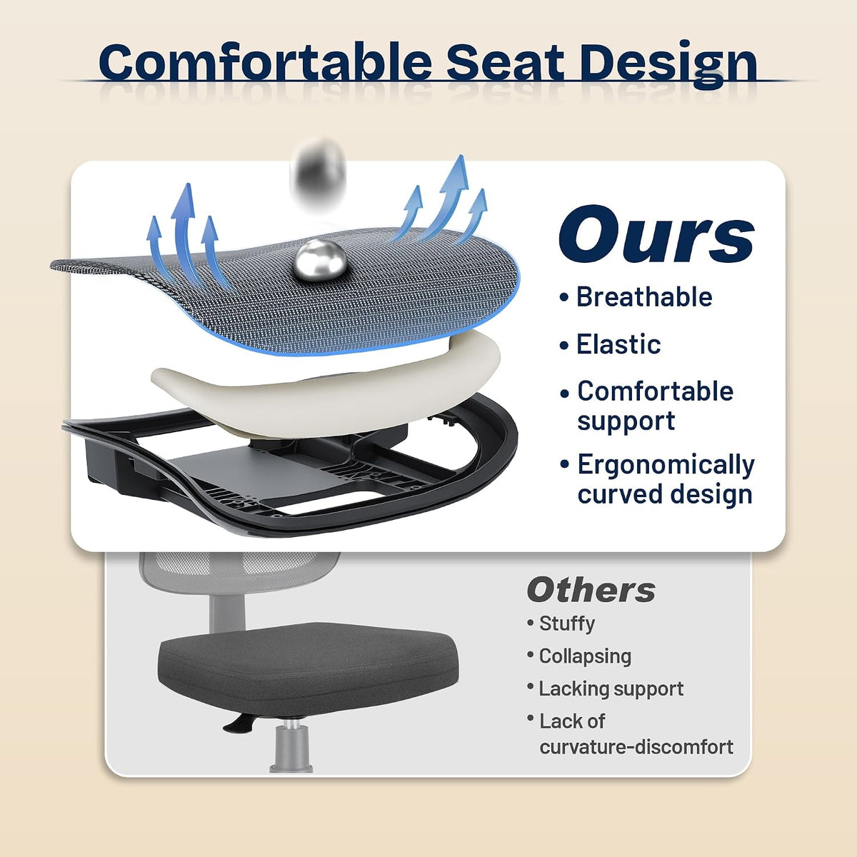 ergonomic office chair, mesh computer desk chairs with, front angle view