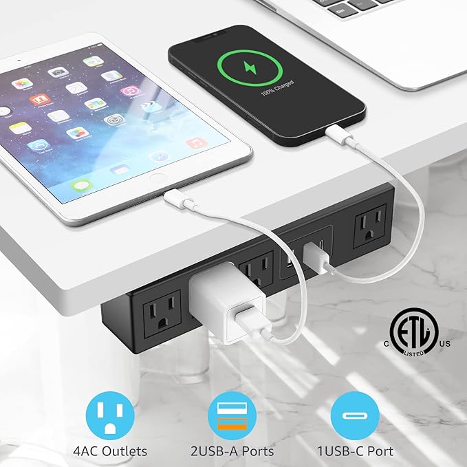 HHSOET Under Desk Power Strip - Image 4