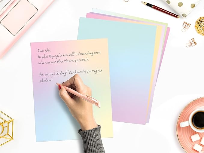 Pastel Gradient Paper Stationery, Aesthetic Paper 8.5 x 11 Inches, 60 Sheets - Image 4