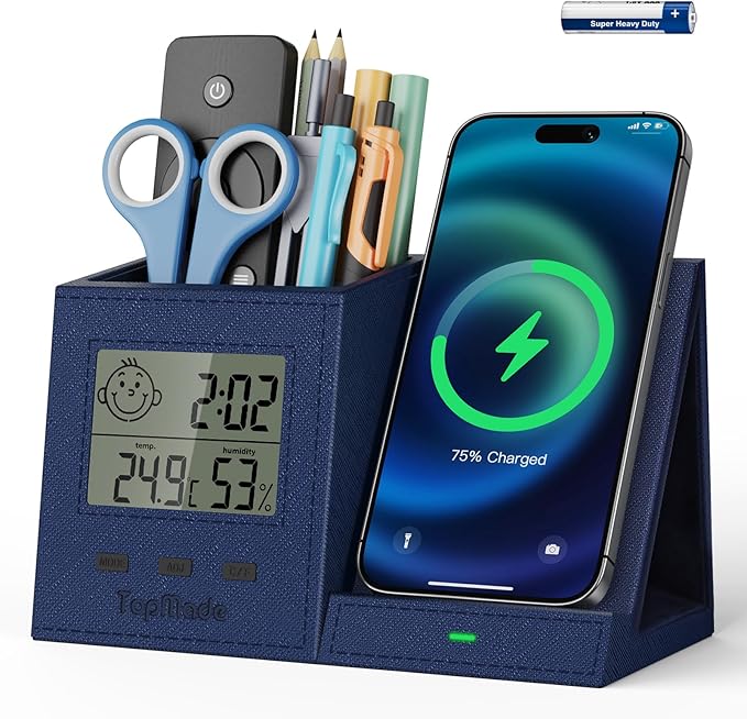 TopMade Wireless Charger with Pen Holder, PU Leather Desk Nightstand Organizer by TopmadeProduct-Ordernow