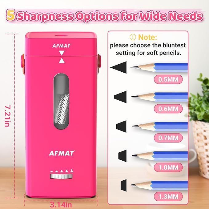 AFMAT Electric Pencil Sharpener, Fully Automatic Pencil Sharpener, Auto in & Out - Image 3