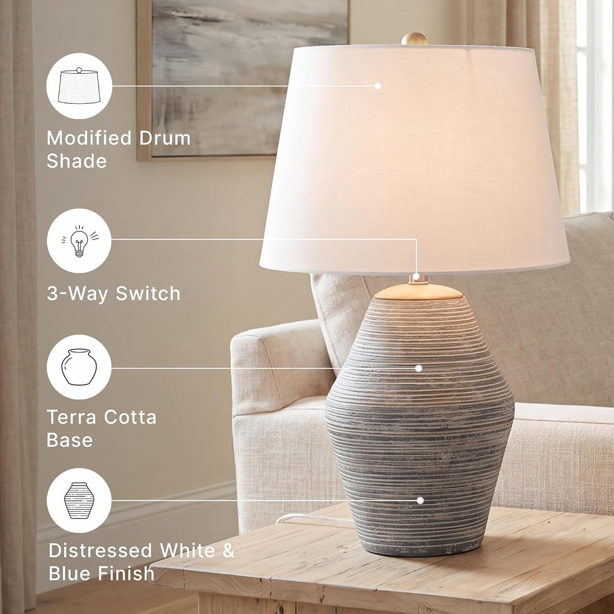 Signature Design by Ashley 1-Piece Table Lamp, Blue Terracotta