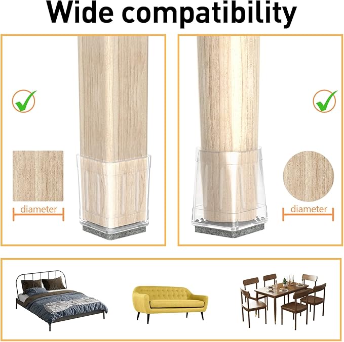 Clear Square Chair Leg Floor Protectors - Image 4