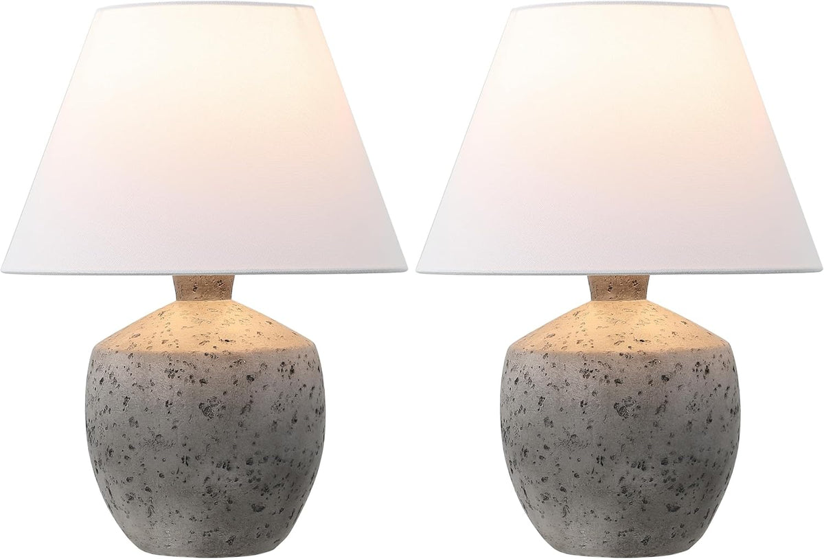 JONATHAN Y Myron 18" Concrete Effect Table Lamp, Antique Gray, Set of 2